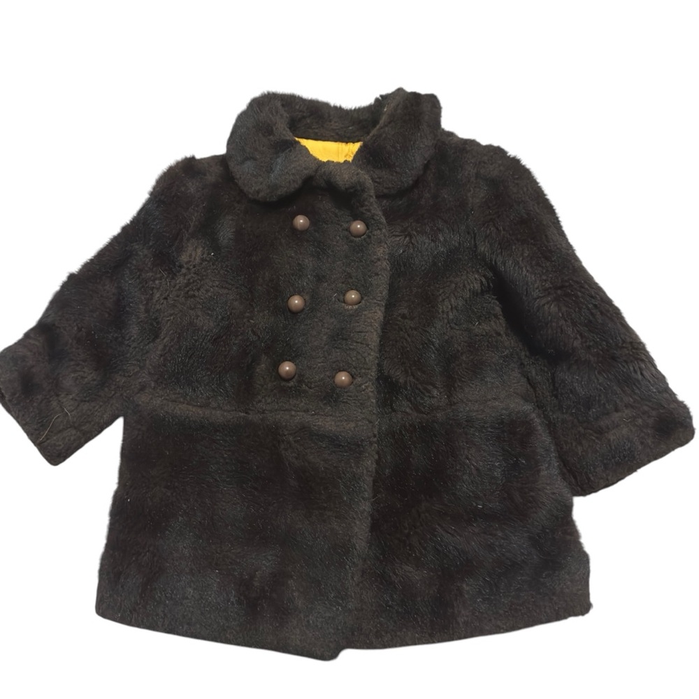 Vintage‎ Toddler Faux Fur Coat w/ Yellow Lining – Size 2T/3T Classic Style